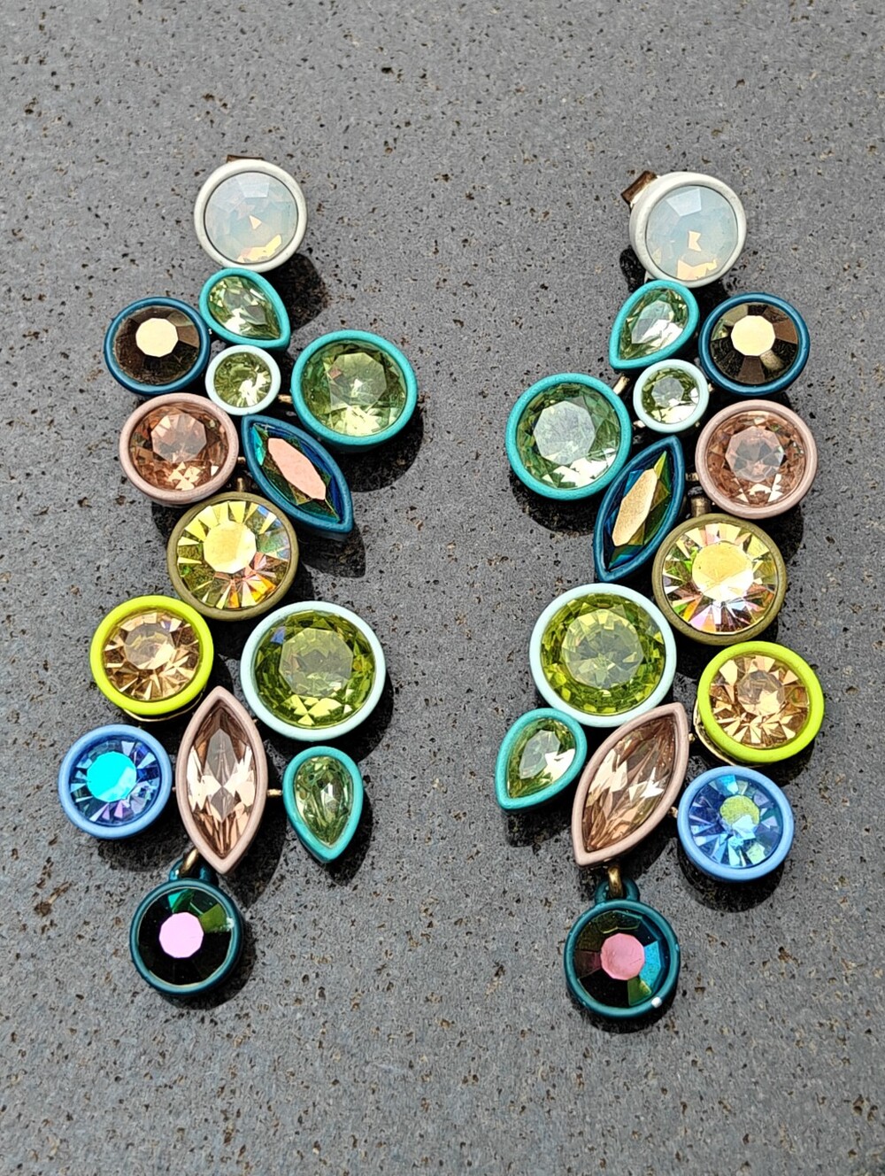Stunning J Crew Brulee Multicolor Crystals Long Earrings